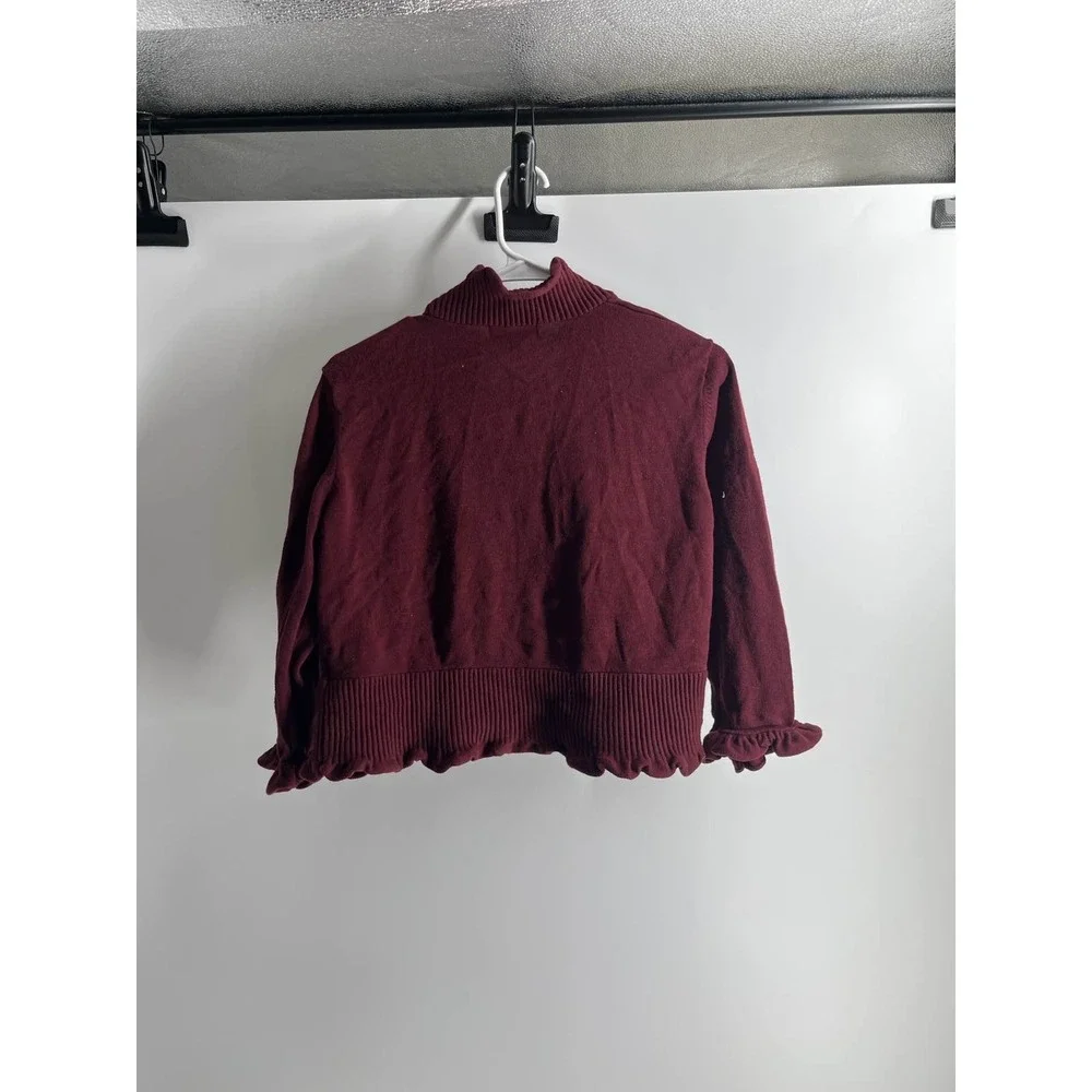 Dressbarn Women's‎ XL Maroon Ruffle Open Front Cardigan